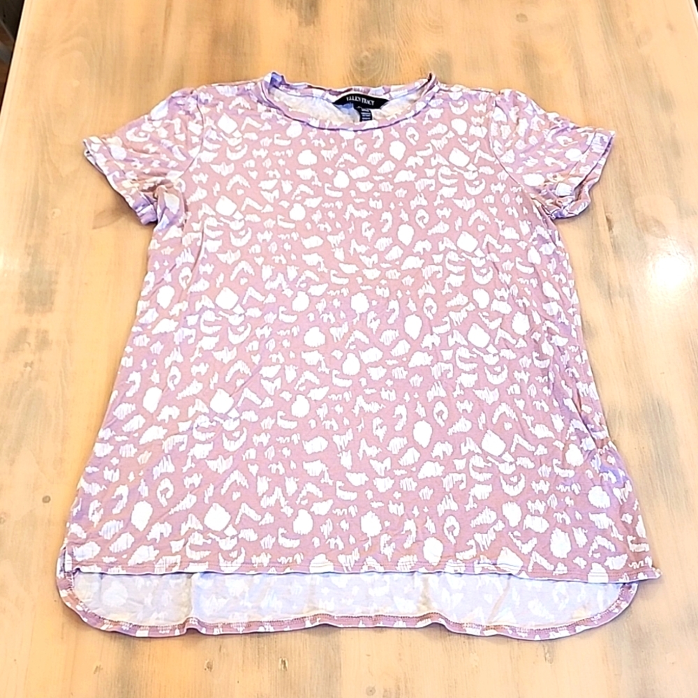 Ellen Tracy Women's Small Leopard Print Pink T-Shirt